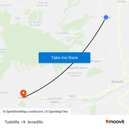 Tudelilla to Arnedillo map