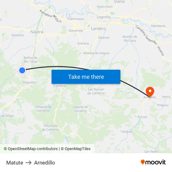 Matute to Arnedillo map