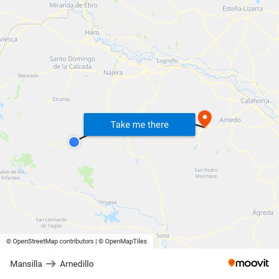 Mansilla to Arnedillo map