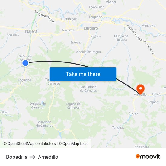 Bobadilla to Arnedillo map