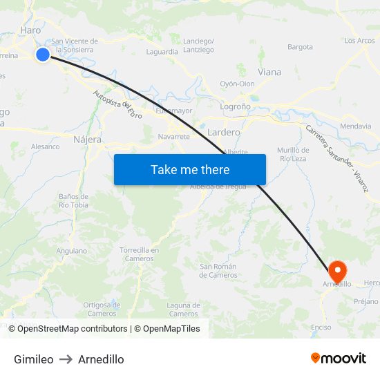 Gimileo to Arnedillo map