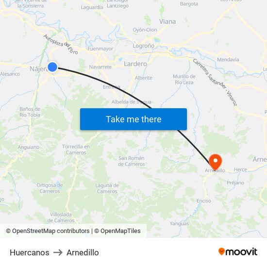 Huercanos to Arnedillo map