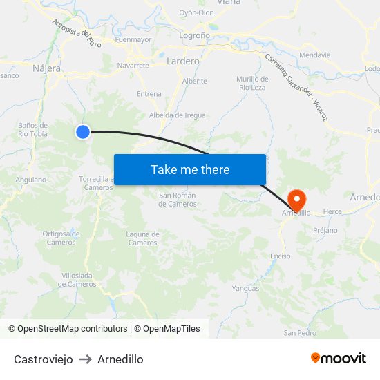 Castroviejo to Arnedillo map