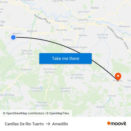 Canillas De Rio Tuerto to Arnedillo map