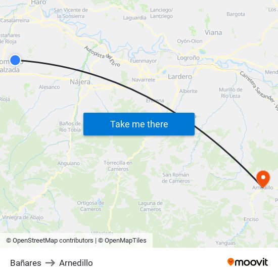 Bañares to Arnedillo map