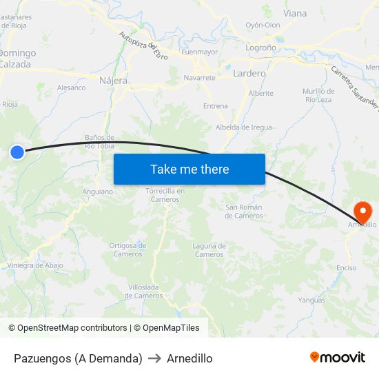 Pazuengos (A Demanda) to Arnedillo map