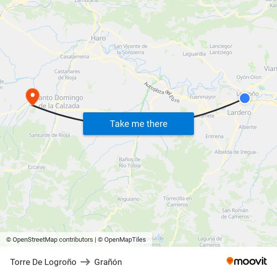 Torre De Logroño to Grañón map