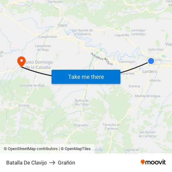 Batalla De Clavijo to Grañón map