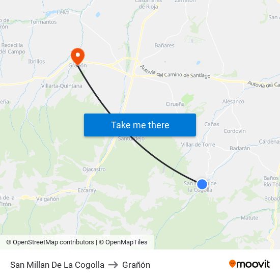 San Millan De La Cogolla to Grañón map