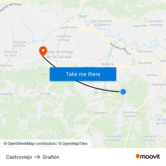 Castroviejo to Grañón map