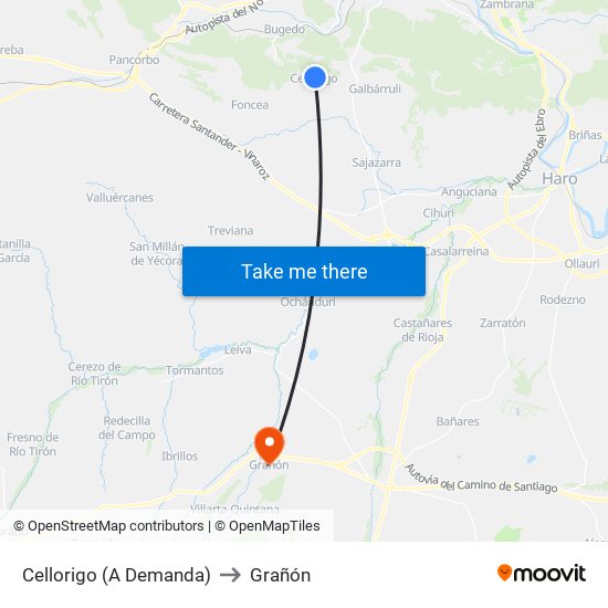 Cellorigo (A Demanda) to Grañón map