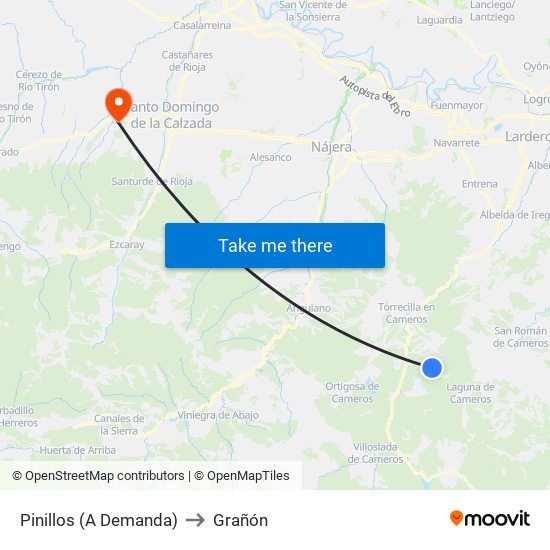 Pinillos (A Demanda) to Grañón map