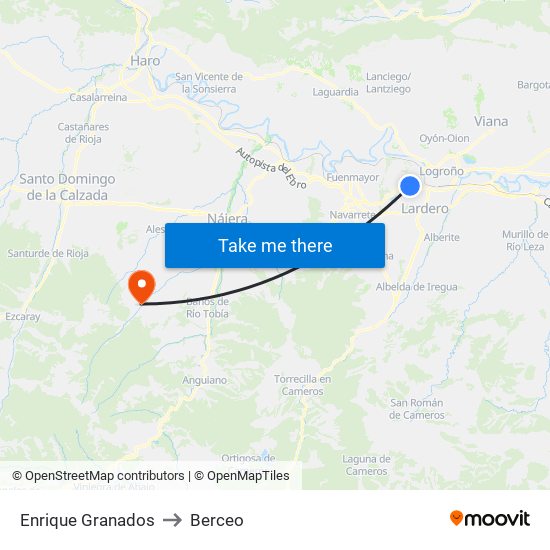 Enrique Granados to Berceo map