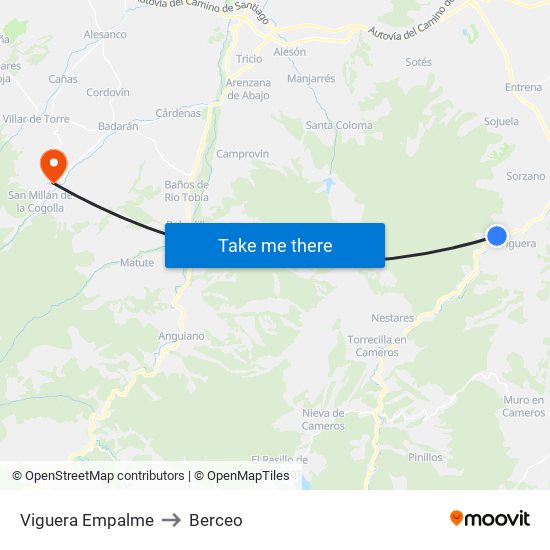 Viguera Empalme to Berceo map