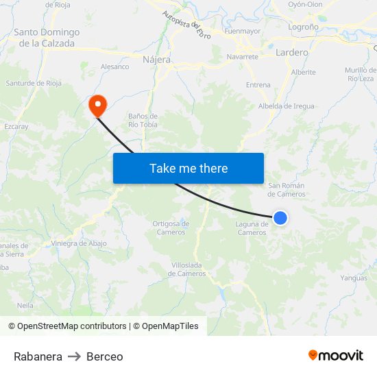 Rabanera to Berceo map