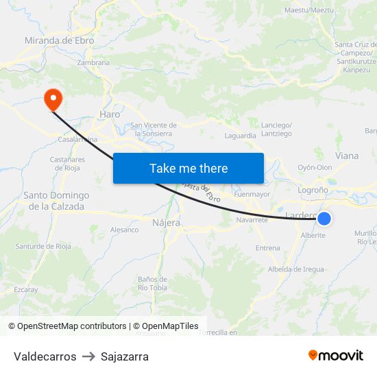 Valdecarros to Sajazarra map