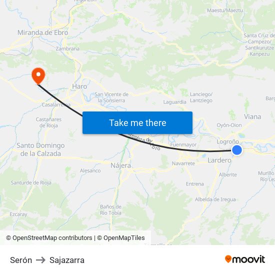 Serón to Sajazarra map