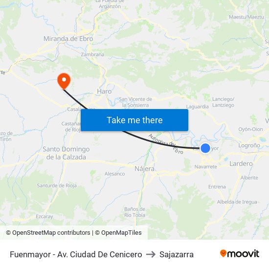 Fuenmayor - Av. Ciudad De Cenicero to Sajazarra map