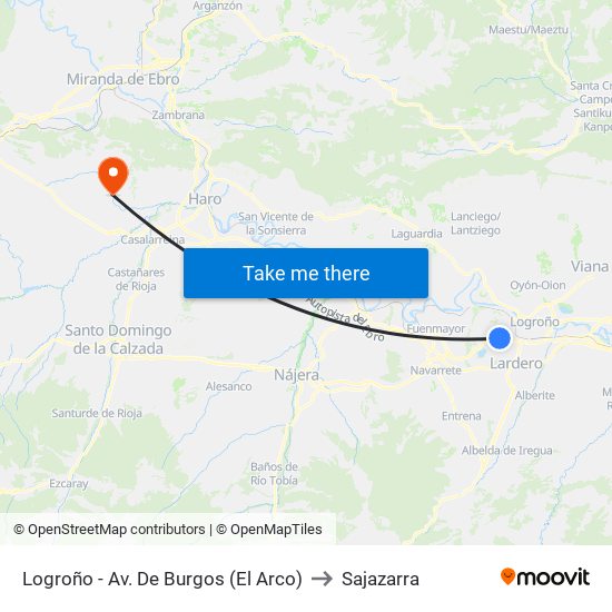 Logroño - Av. De Burgos (El Arco) to Sajazarra map