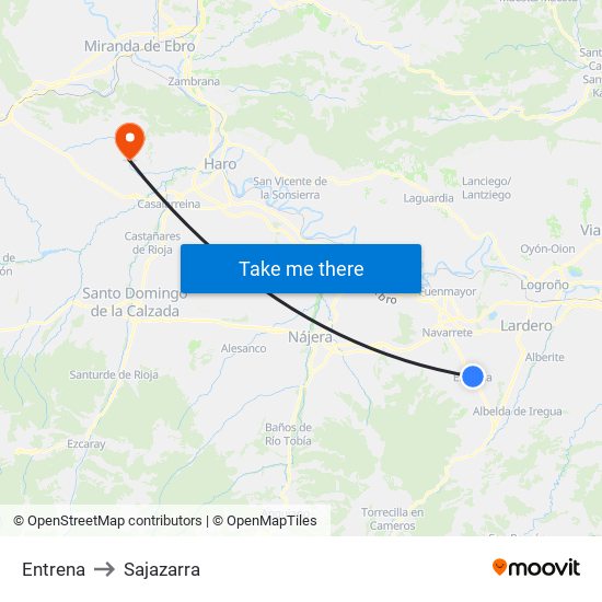 Entrena to Sajazarra map