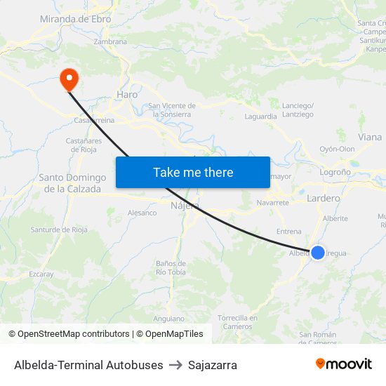 Albelda-Terminal Autobuses to Sajazarra map