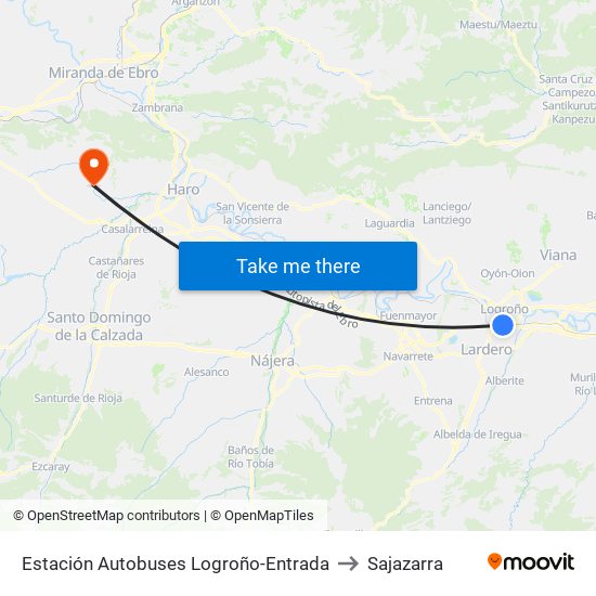 Estación Autobuses Logroño-Entrada to Sajazarra map