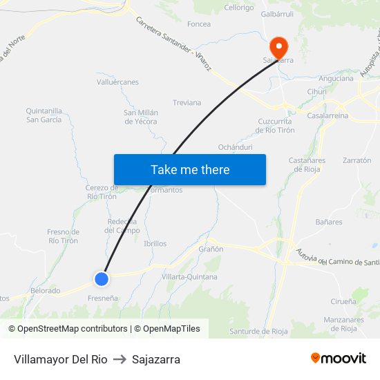 Villamayor Del Rio to Sajazarra map