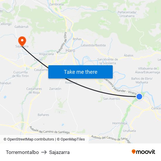 Torremontalbo to Sajazarra map