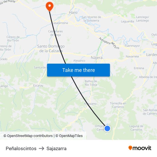 Peñaloscintos to Sajazarra map