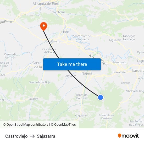 Castroviejo to Sajazarra map