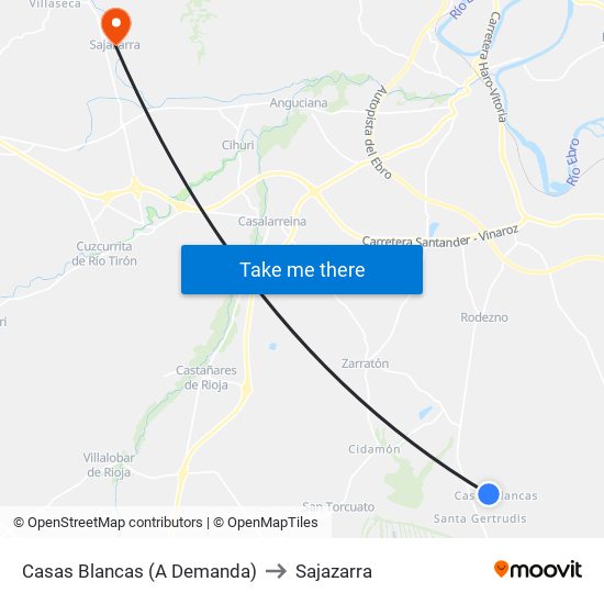 Casas Blancas (A Demanda) to Sajazarra map