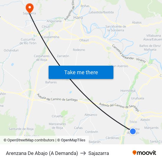 Arenzana De Abajo (A Demanda) to Sajazarra map