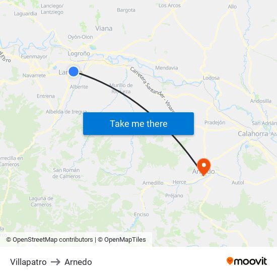 Villapatro to Arnedo map