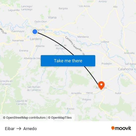 Eibar to Arnedo map