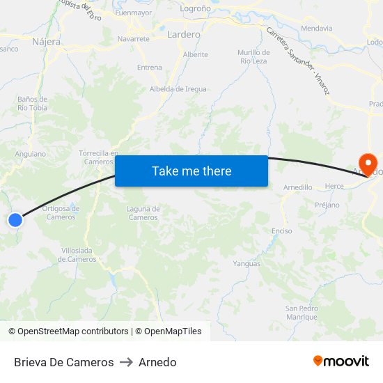 Brieva De Cameros to Arnedo map