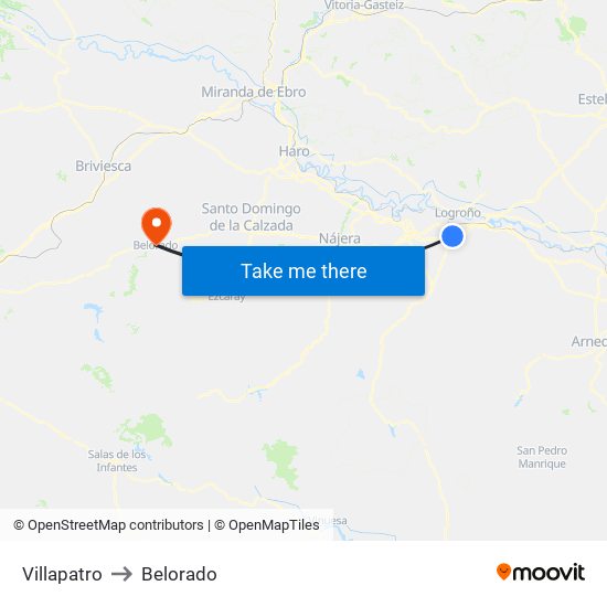 Villapatro to Belorado map
