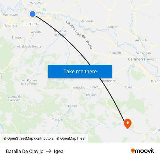 Batalla De Clavijo to Igea map
