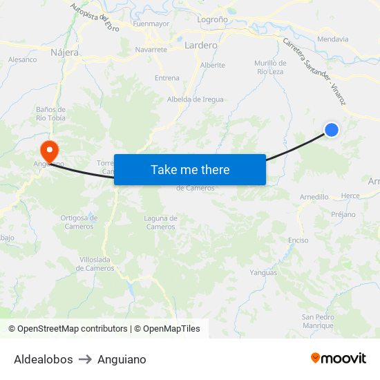 Aldealobos to Anguiano map