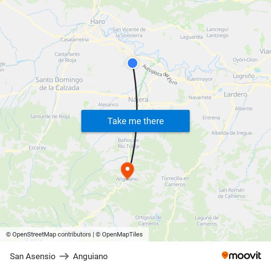 San Asensio to Anguiano map