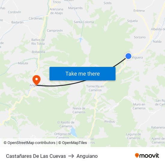 Castañares De Las Cuevas to Anguiano map