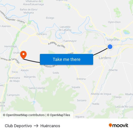 Club Deportivo to Huércanos map