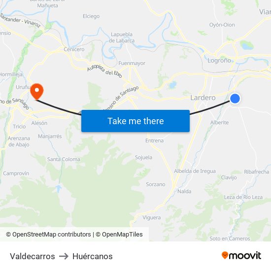 Valdecarros to Huércanos map