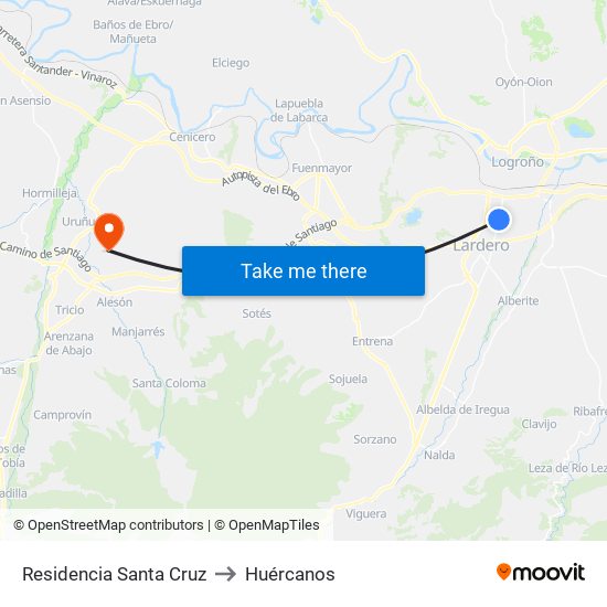 Residencia Santa Cruz to Huércanos map