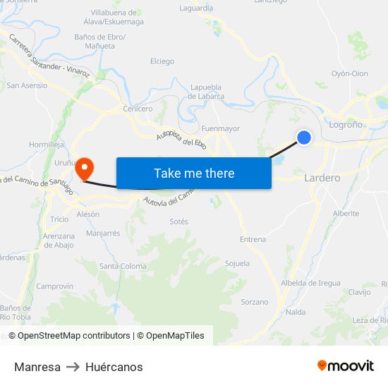 Manresa to Huércanos map