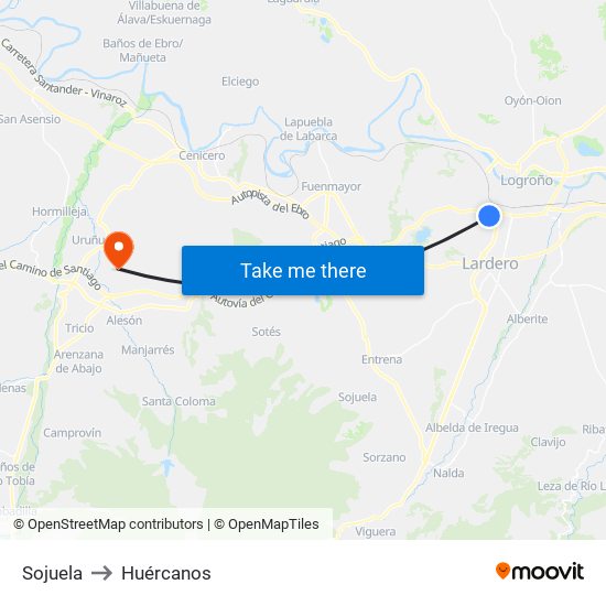 Sojuela to Huércanos map