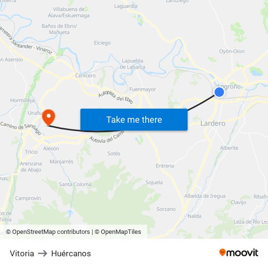 Vitoria to Huércanos map