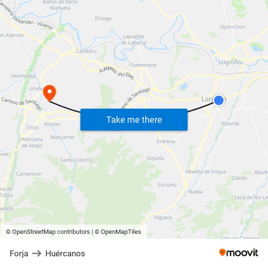 Forja to Huércanos map
