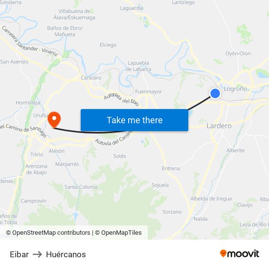 Eibar to Huércanos map