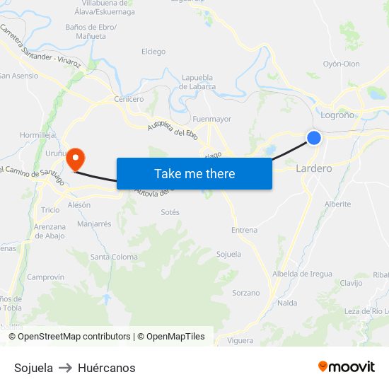 Sojuela to Huércanos map