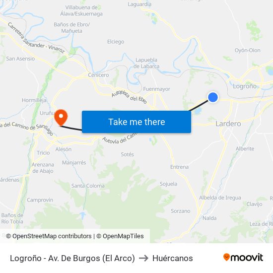 Logroño - Av. De Burgos (El Arco) to Huércanos map